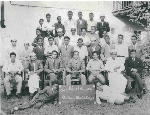 The Young Muslim League, an organisation of Muslim youth from various communities, including Ismailis. Professor Topan, seated front row, third from left, was its honourary secretary