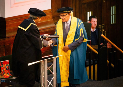 Professor Farouk Topan being awarded an honorary fellowship at SOAS, 2022